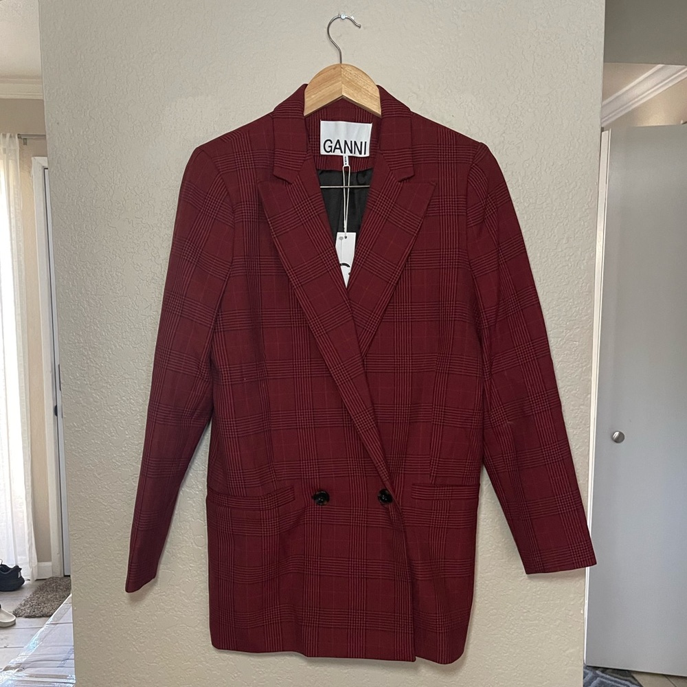 GANNI | NWT! SET! Samba Checked Suiting Blazer + Pant Size: 40 - Picture 2 of 9